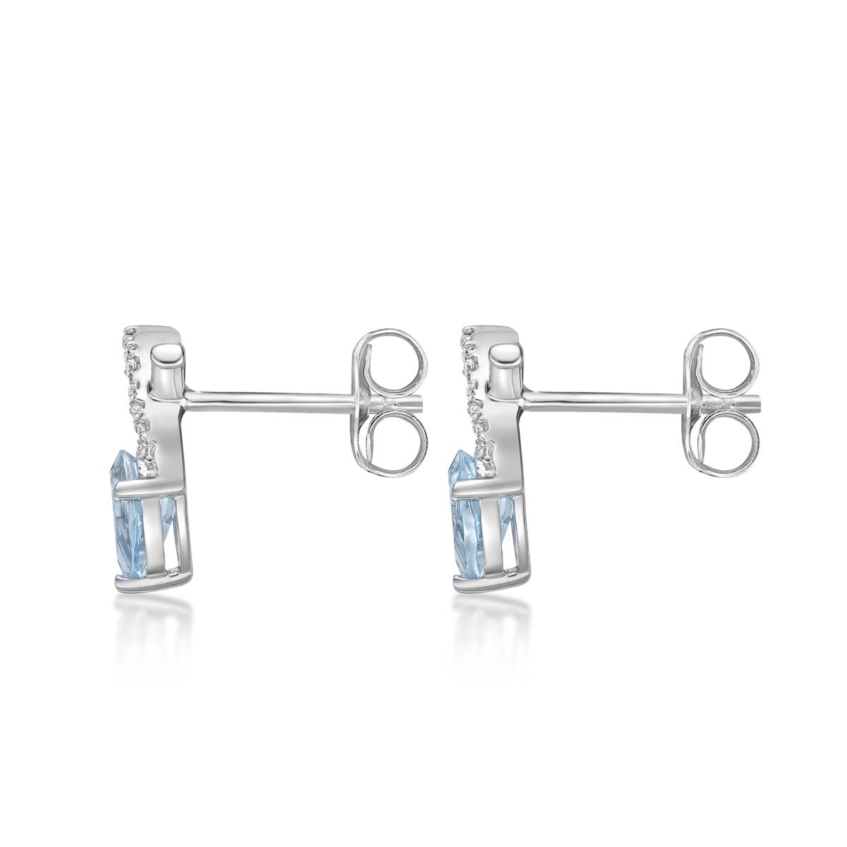 Gemminded White Gold 6x4mm Aquamarine & 0.05ctw. Diamond Earrings