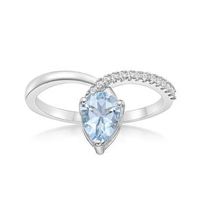 Gemminded 7x5mm Aquamarine & 0.08ctw. Diamond Ring