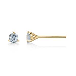 Gemminded 3mm Round Aquamarine 3 Prong Stud Earrings