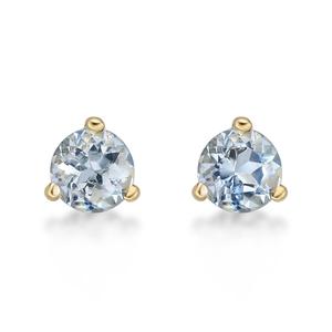 Gemminded 3mm Round Aquamarine 3 Prong Stud Earrings alternate view