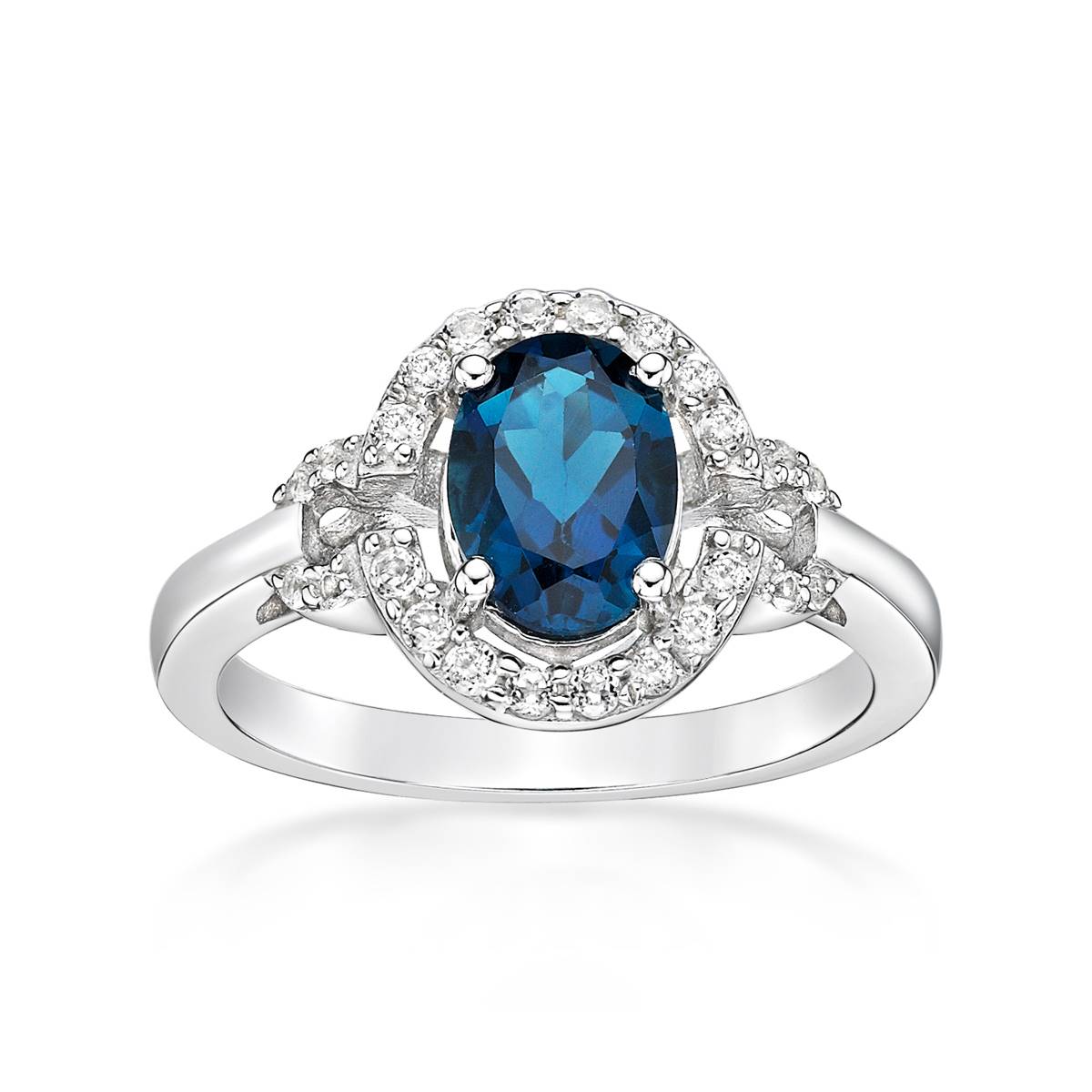 Sterling Silver Blue & White Topaz Ring