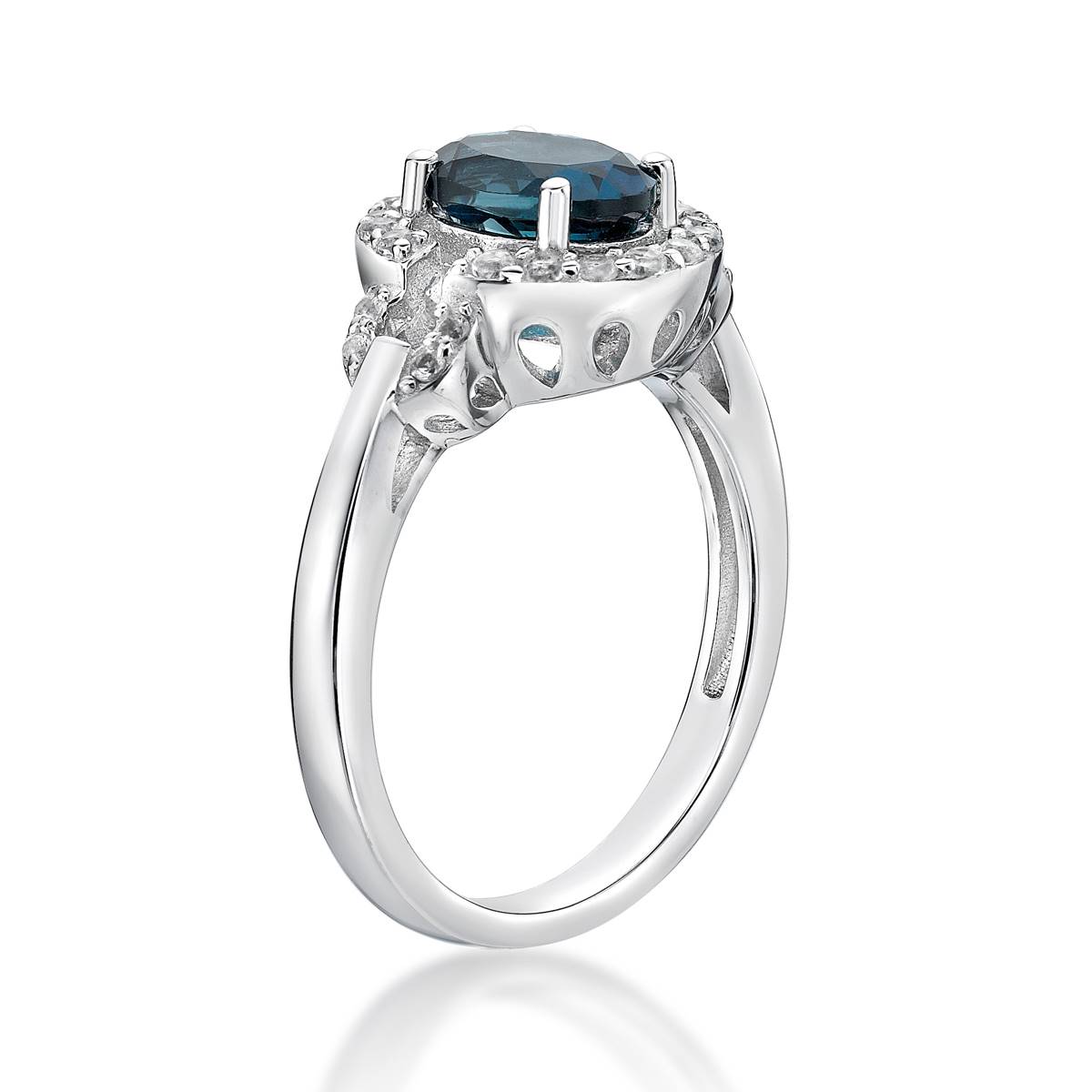 Sterling Silver Blue & White Topaz Ring