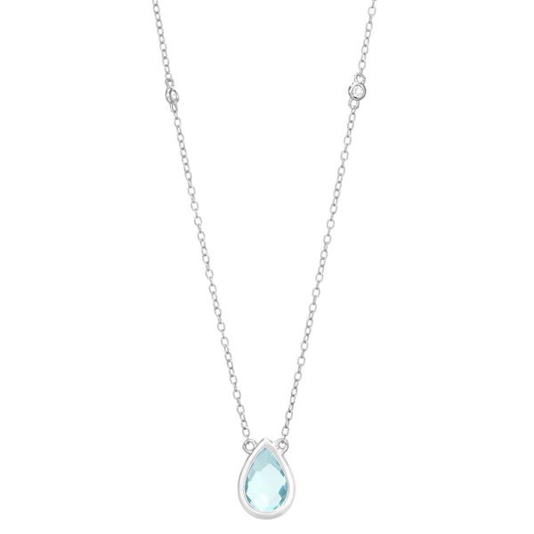Gemminded Pear Shape Aquamarine & White Topaz Necklace