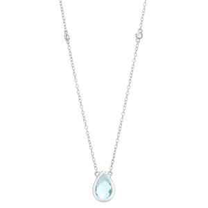 Gemminded Pear Shape Aquamarine & White Topaz Necklace