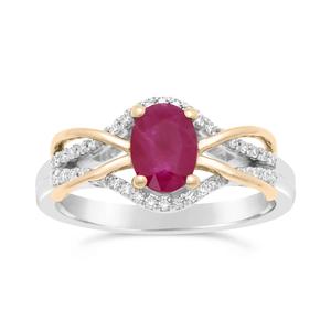 Gemminded 10kt. Two-Tone Gold Oval Ruby Ring