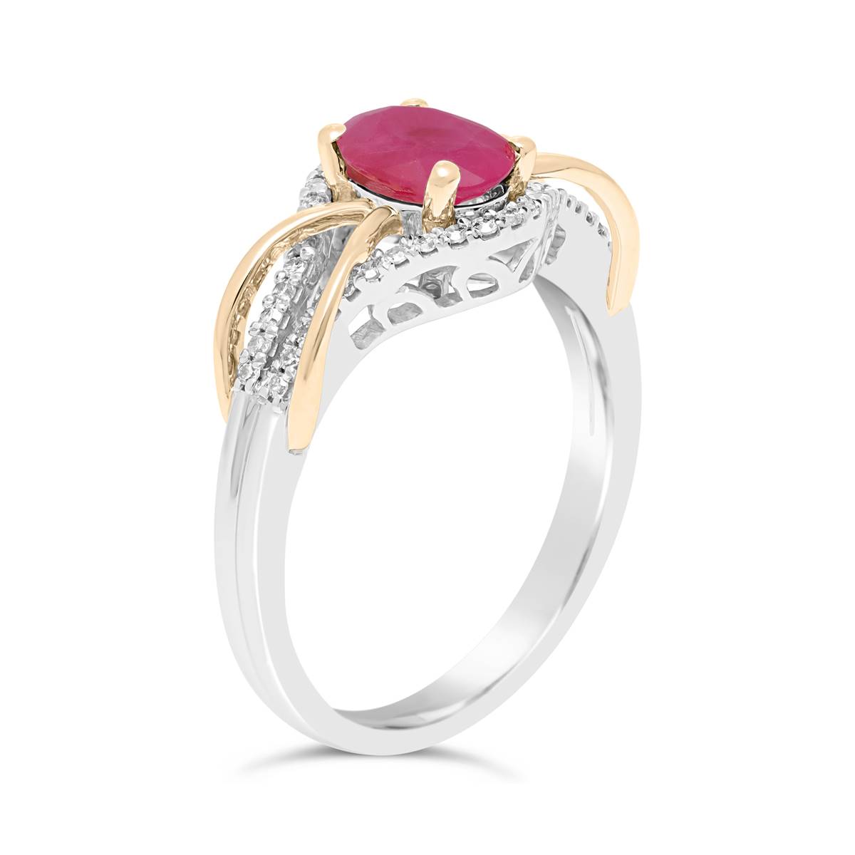 10kt. Two-Tone Gold Oval Ruby Ring