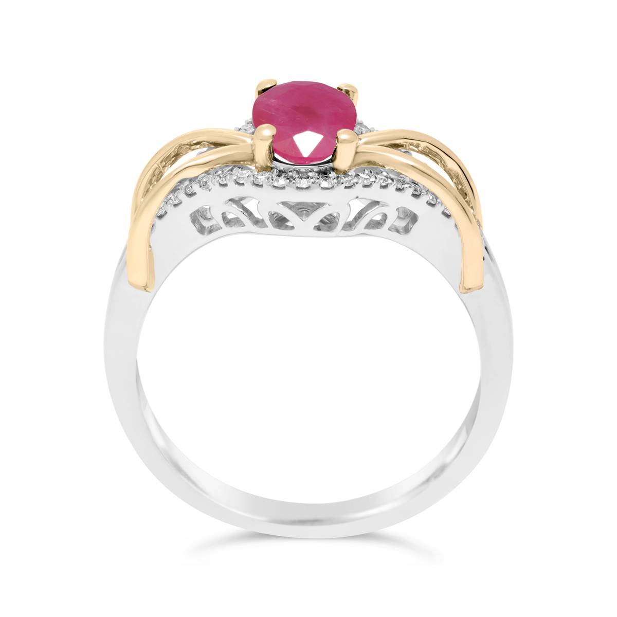 10kt. Two-Tone Gold Oval Ruby Ring