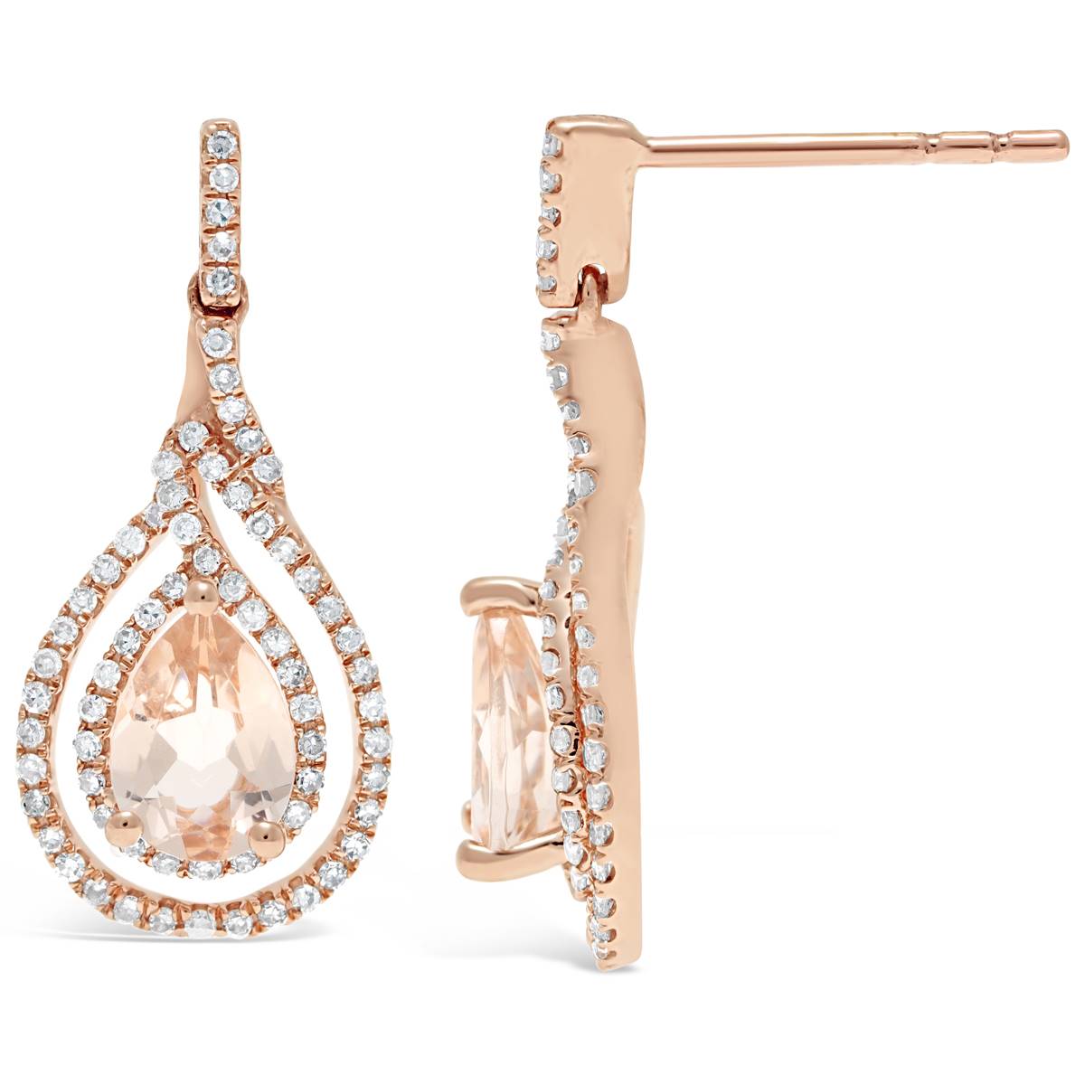 10kt. Rose Gold Pear Morganite Earrings