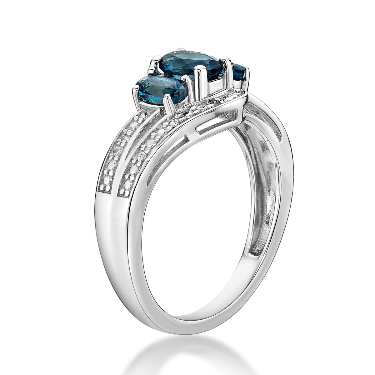 Sterling Silver 3-Stone London Blue Topaz Ring