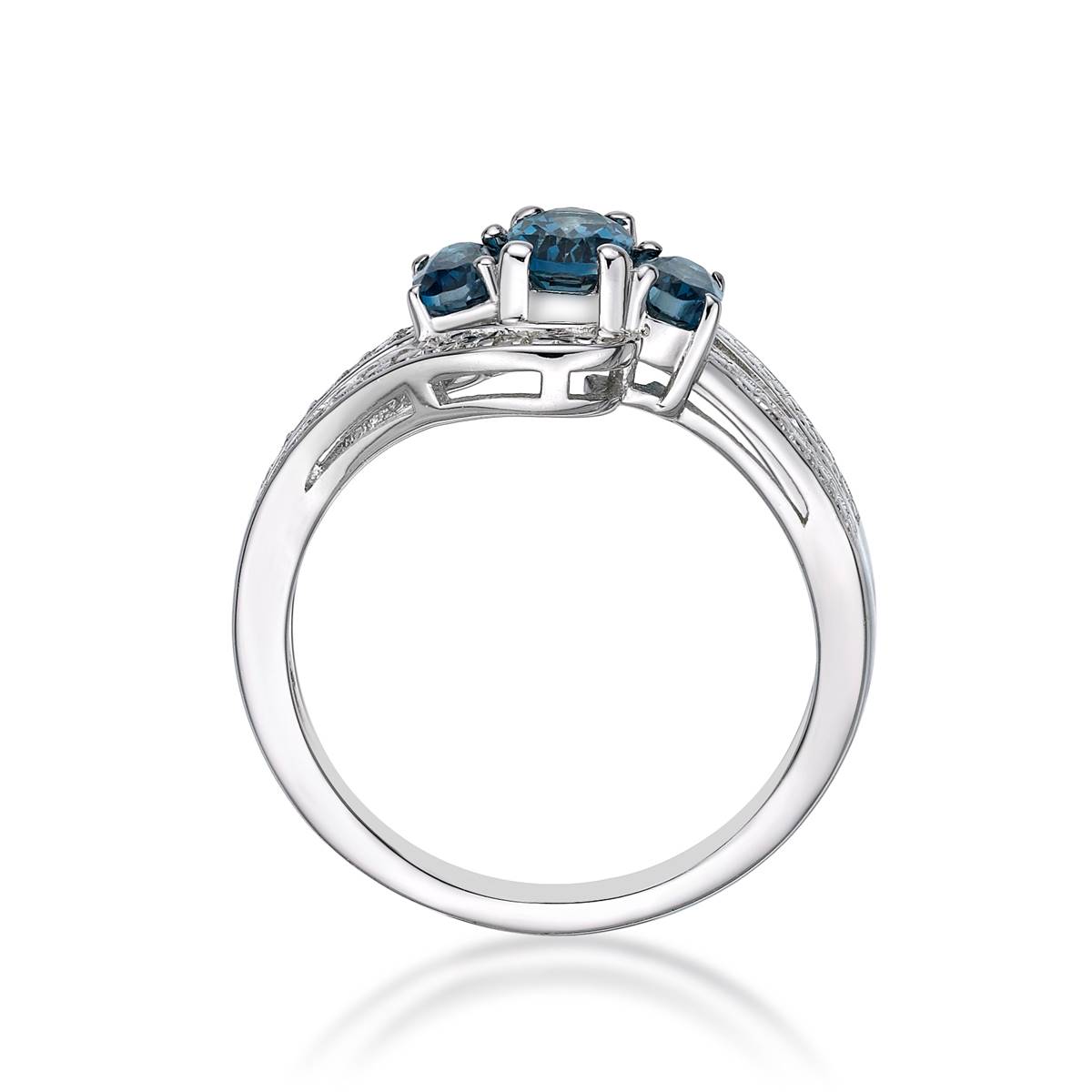 Sterling Silver 3-Stone London Blue Topaz Ring