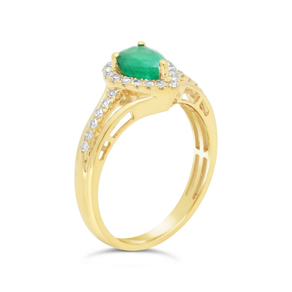 10kt. Gold Pear Emerald 1/5ctw. Diamond Ring