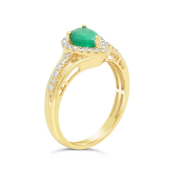 Gemminded 10kt. Gold Pear Emerald 1/5ctw. Diamond Ring alternate view
