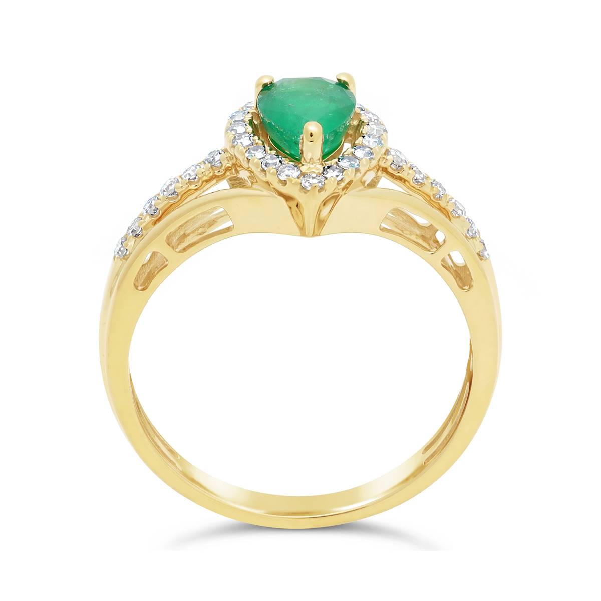 10kt. Gold Pear Emerald 1/5ctw. Diamond Ring