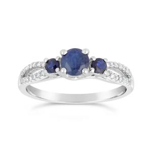 Gemminded 10kt. White Gold 3-Stone Sapphire Ring