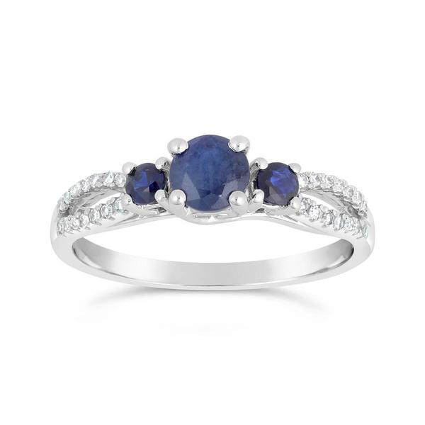 Gemminded 10kt. White Gold 3-Stone Sapphire Ring