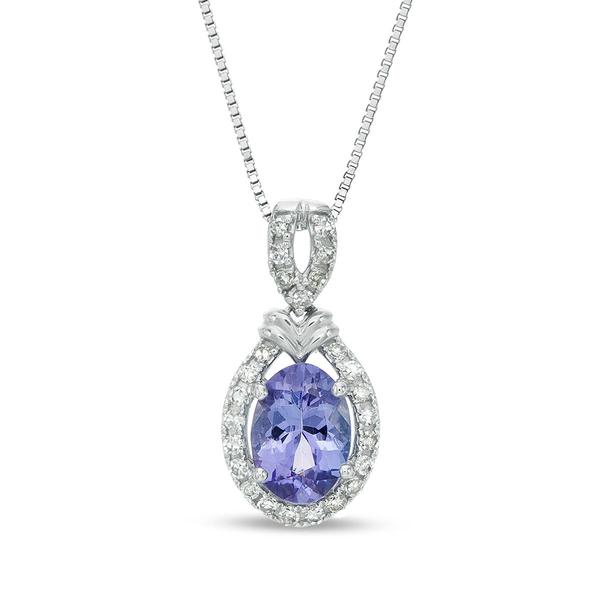 Gemminded 10kt. White Gold Pear Tanzanite 1/8ctw. Diamond Pendant
