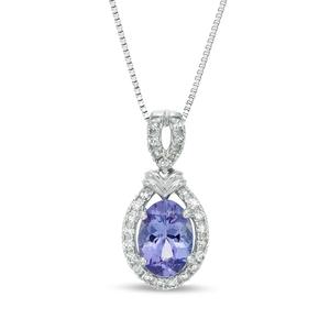 Gemminded 10kt. White Gold Pear Tanzanite 1/8ctw. Diamond Pendant