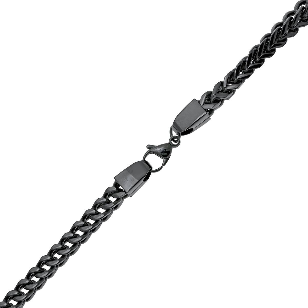 Mens Lynx Stainless Steel Black Foxtail Chain Necklace