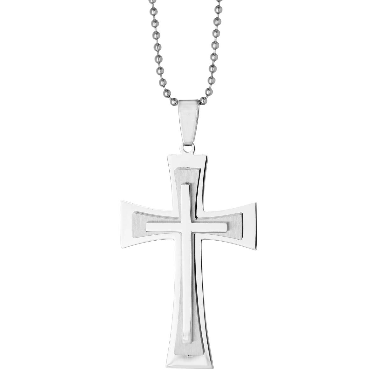 Mens Lynx Stainless Steel Cross Pendant