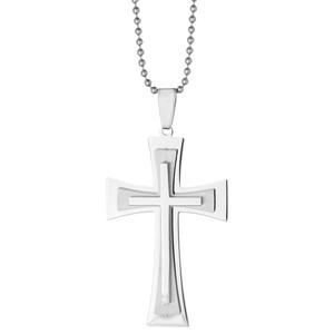 Mens Lynx Stainless Steel Cross Pendant