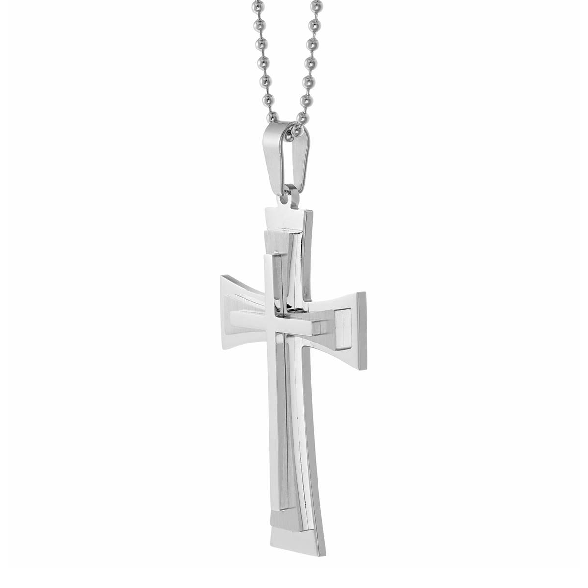 Mens Lynx Stainless Steel Cross Pendant