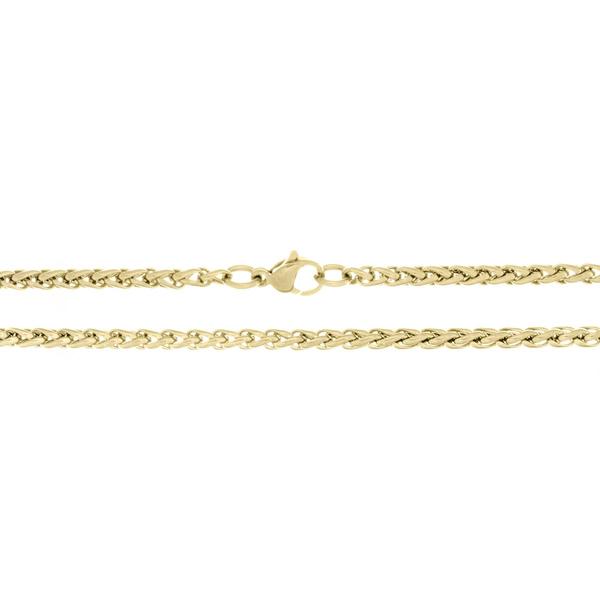 Mens Lynx Stainless Steel Gold-Tone Wheat Chain Necklace alternate view