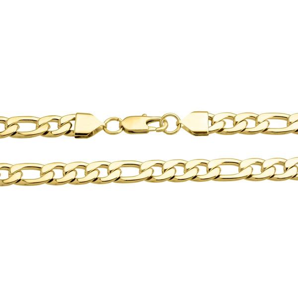 Mens Lynx Stainless Steel Gold-Tone Figaro Chain Necklace alternate view