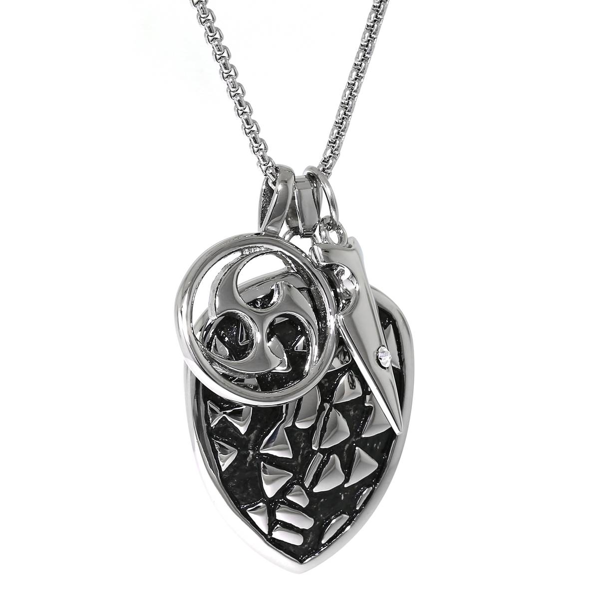 Mens Lynx 3pc. Shield Shaped Dog Tag Chain Pendant