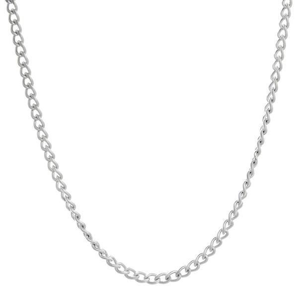 Mens Lynx Stainless Steel Oval Link Curb Chain Necklace