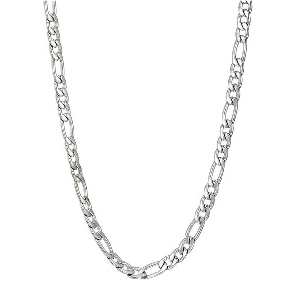 Mens Lynx Stainless Steel 4mm. Figaro Chain Necklace