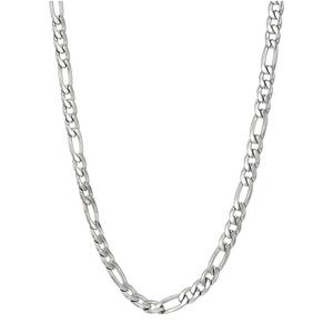 Mens Lynx Stainless Steel 4mm. Figaro Chain Necklace