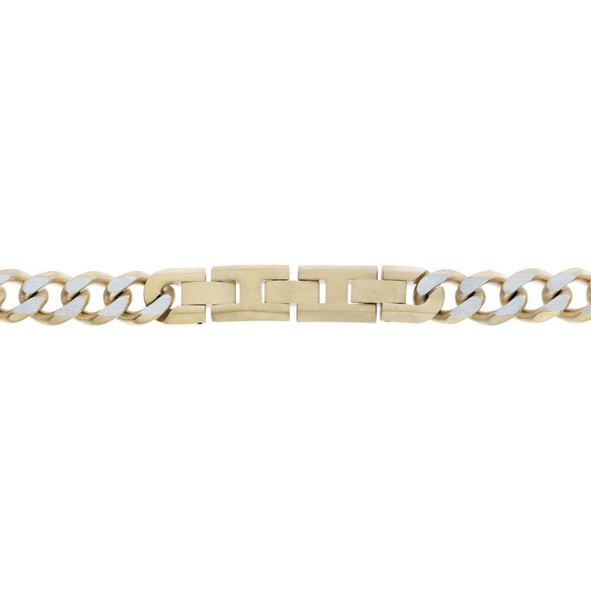 Mens Lynx Stainless Steel Double Lock Gold Curb Chain Necklace