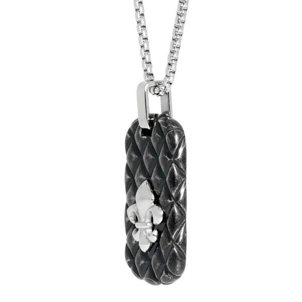Mens Lynx Stainless Steel Fleur-Des-Lis Dog Tag Pendant alternate view