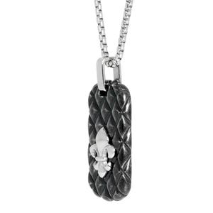 Mens Lynx Stainless Steel Fleur-Des-Lis Dog Tag Pendant alternate view