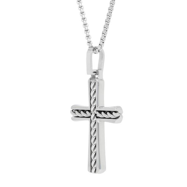 Mens Lynx Stainless Steel Chain Cross Pendant Necklace alternate view