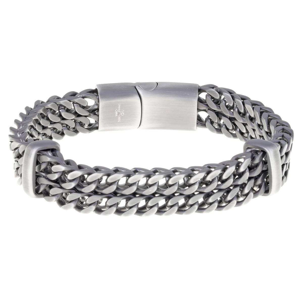 Mens Lynx Stainless Steel Double Row Bracelet