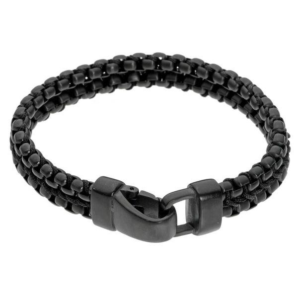 Mens Lynx Stainless Steel Double Row Black Ion-Plated Bracelet alternate view