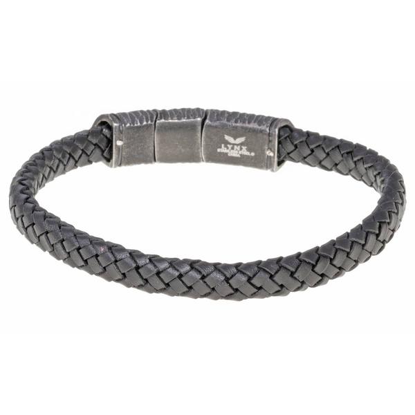 Mens Lynx Black Braided Leather Bracelet alternate view