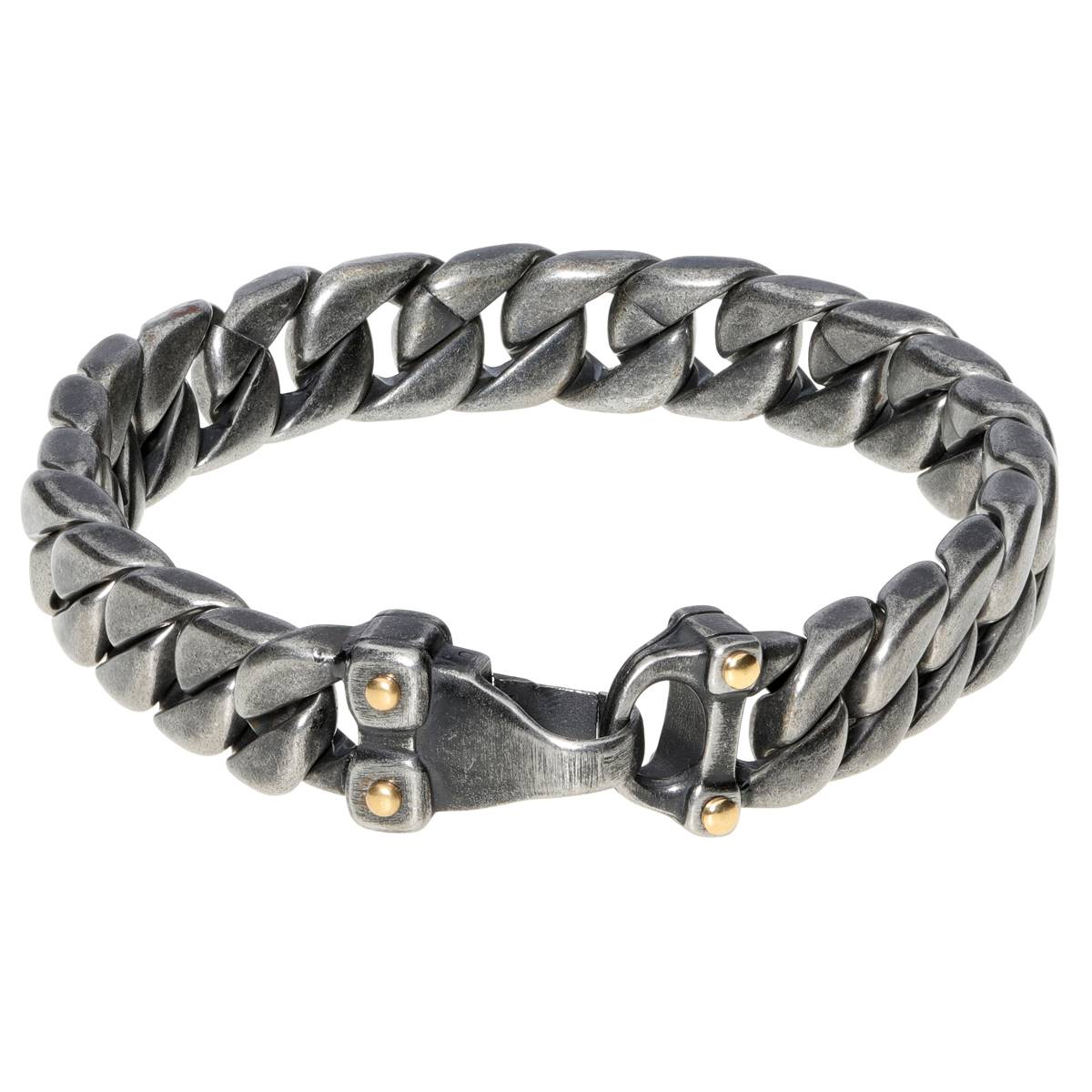 Mens Lynx Stainless Steel Grey Ion-Plated Curb Chain Bracelet