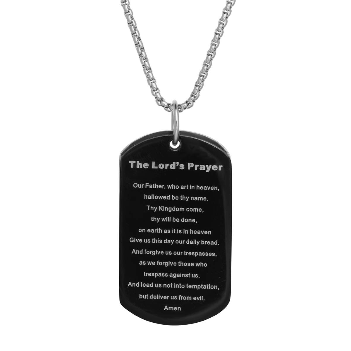 Mens Lynx Black Ion-Plating Lords Prayer Cross Dog Tag Pendant