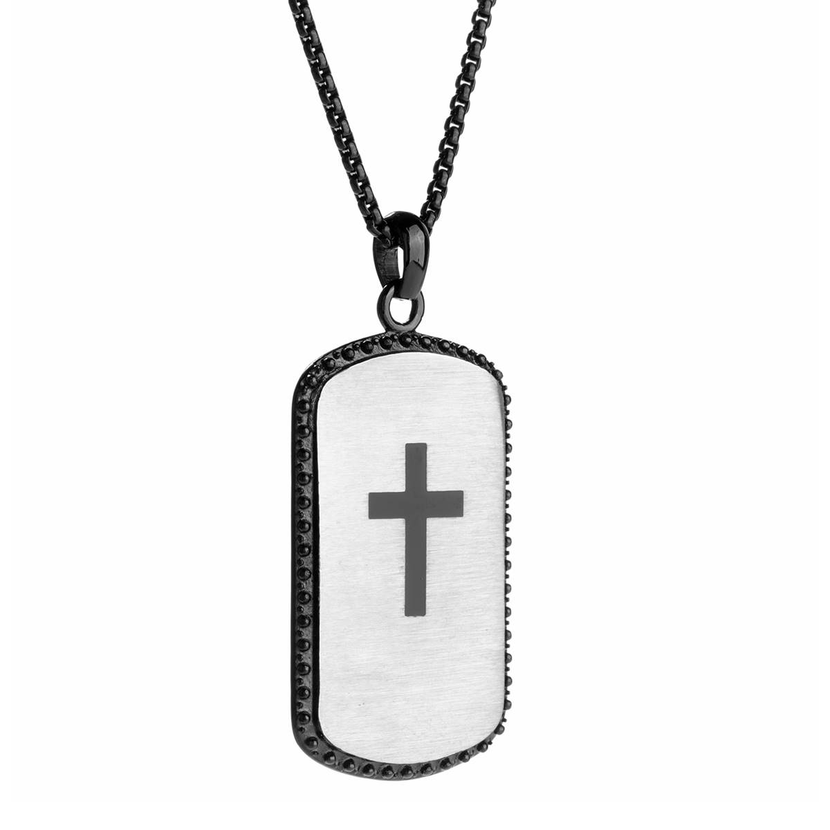 Mens Lynx Lord's Prayer Cross Dog Tag Pendant