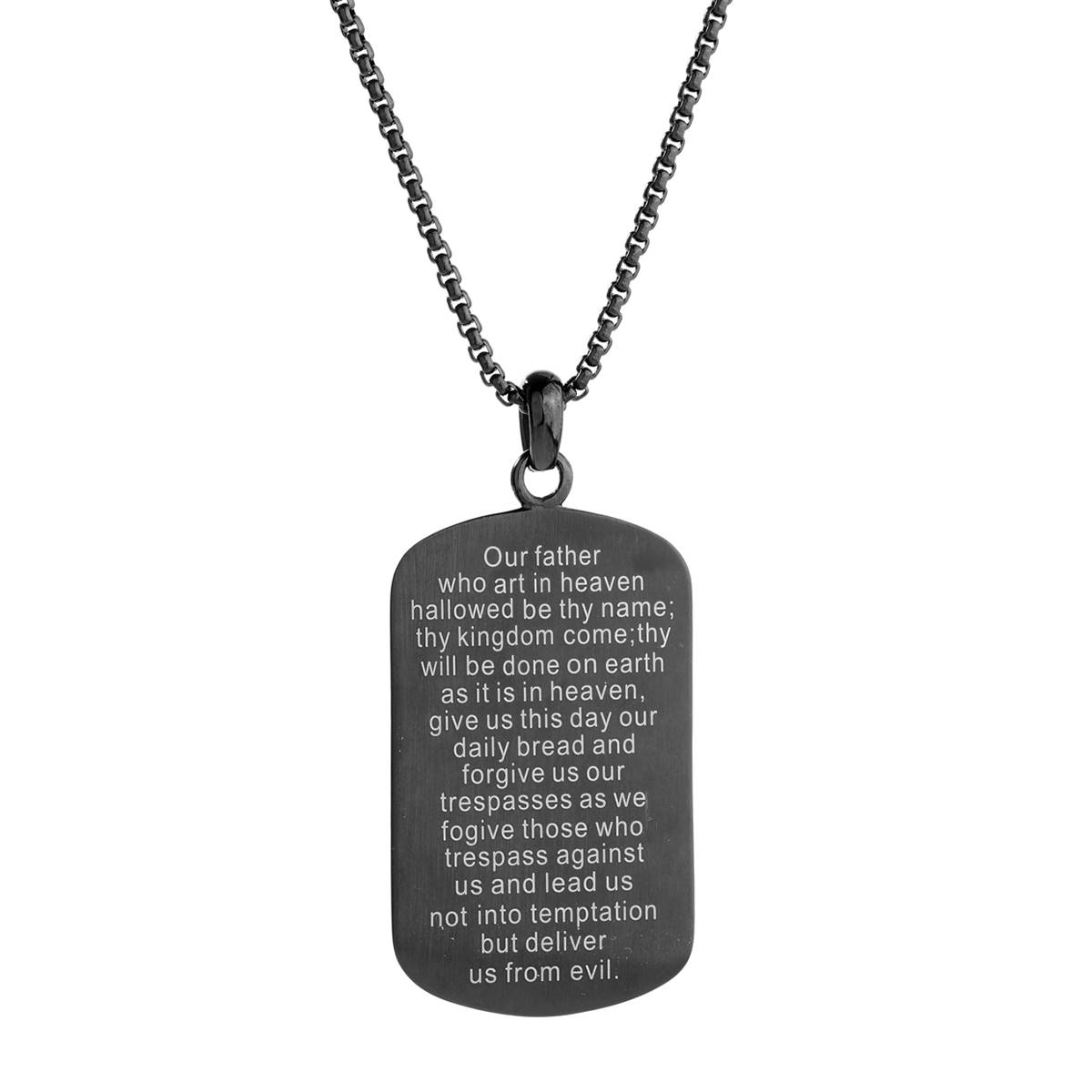 Mens Lynx Lord's Prayer Cross Dog Tag Pendant