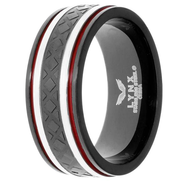 Mens Lynx Stainless Steel Textured Ring alternate view