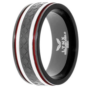 Mens Lynx Stainless Steel Textured Ring alternate view