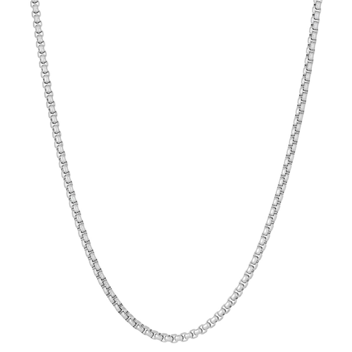 Mens Lynx Stainless Steel Square Rolo Chain Necklace