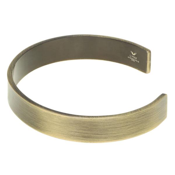 Mens Lynx Stainless Steel Gold Antique Cuff Bangle Bracelet alternate view