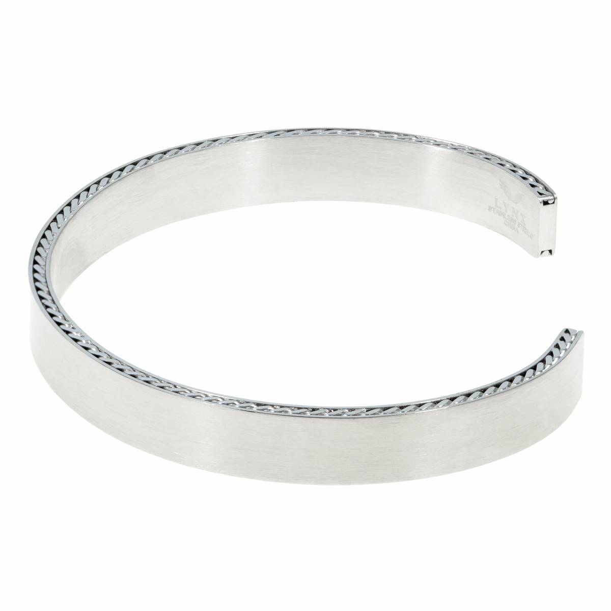 Mens Lynx Stainless Steel Silver Cuff Bangle Bracelet