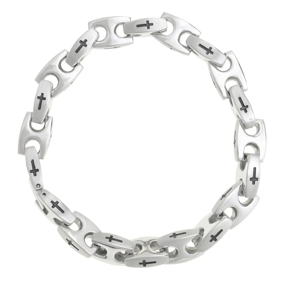 Mens Lynx Stainless Steel Cross Link Bracelet