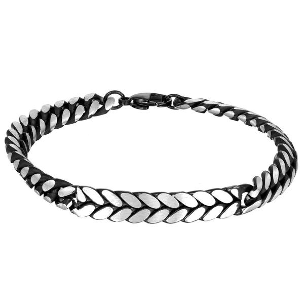 Mens Lynx Stainless Steel Black Ion-Plating ID Bracelet