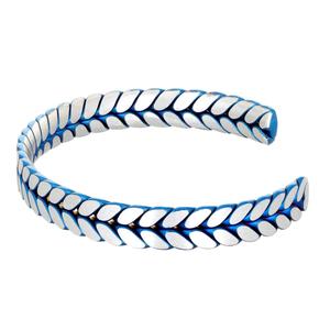 Mens Lynx Stainless Steel Blue Cuff Bangle Bracelet alternate view